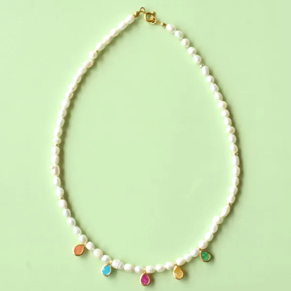 Rainbow Pearl Swarovski İnci Kolye