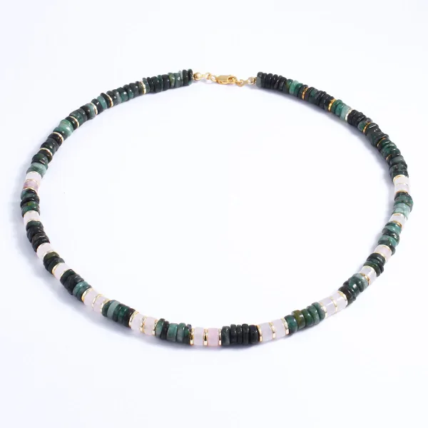 Santi Zümrüt ve Ay Taşlı Kolye