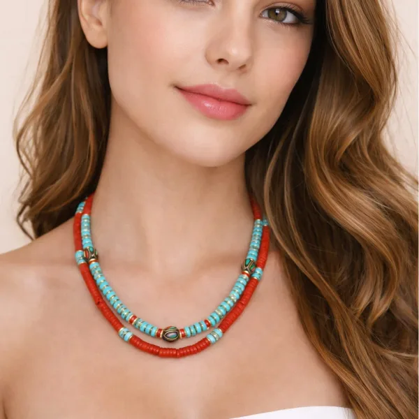 Çiğdem Turkuaz Taşlı Kolye