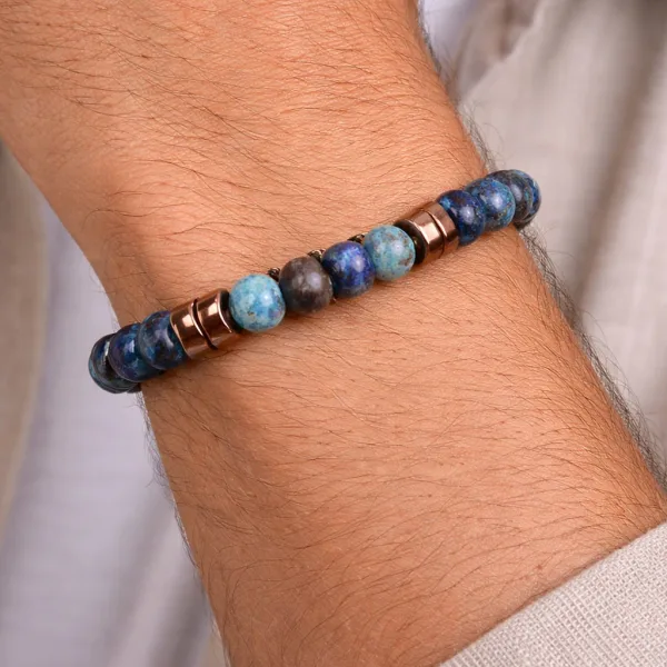 Bey Afrika Turkuazı ve Hematit Taşı Bileklik
