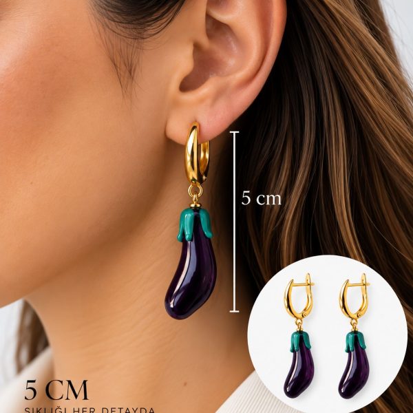 Murano Patlıcan Küpe