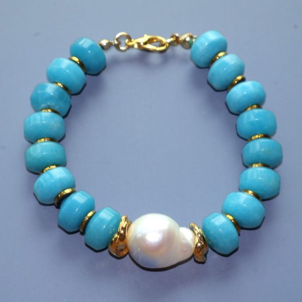 Catelia Larimar Taşı ve Barok İnci Bileklik
