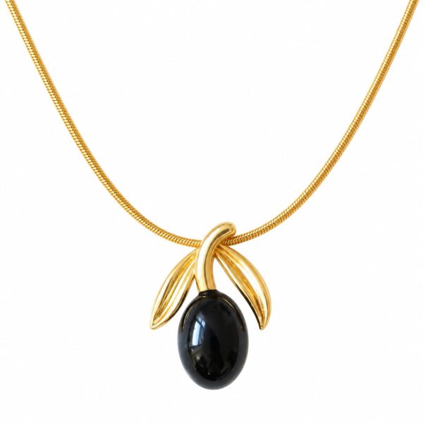 Oliva Siyah Zeytin Çelik Kolye
