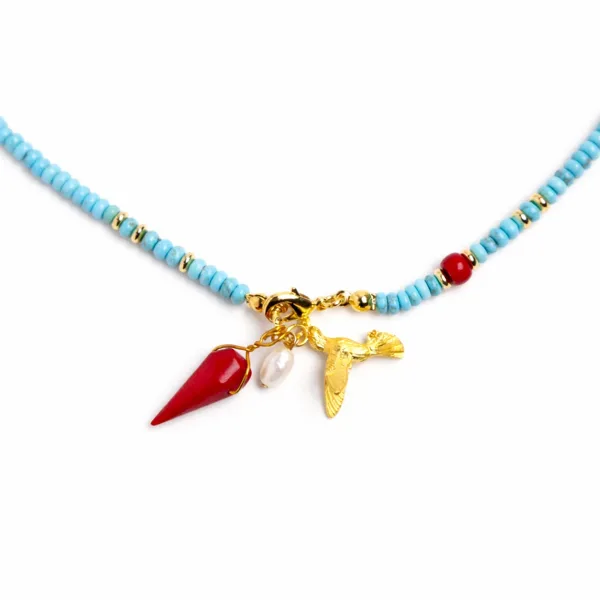 Aqua Spirit Turkuaz Taşı - Mercan İnci Kolye