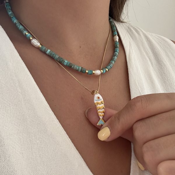 Jasmine Turkuaz Taşı ve İnci Kolye9