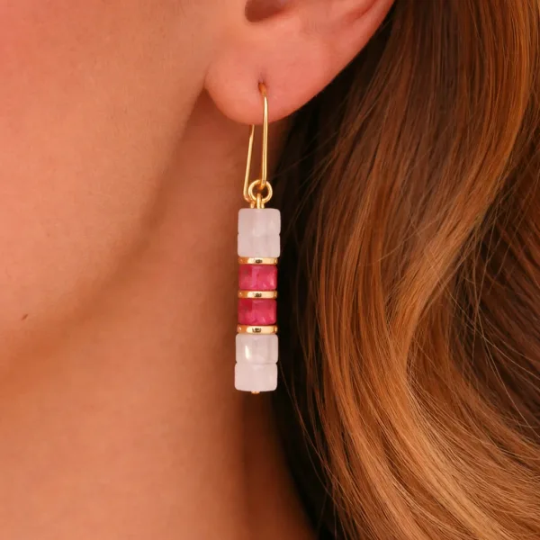 Motto Pembe Kuvars Küpe