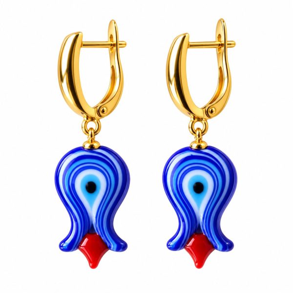 Murano Lacivert Lale Küpe