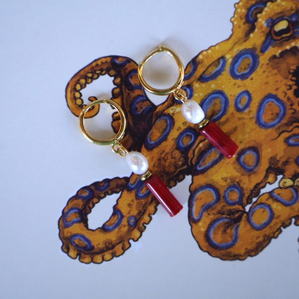 Alegra Mercan İnci Küpe