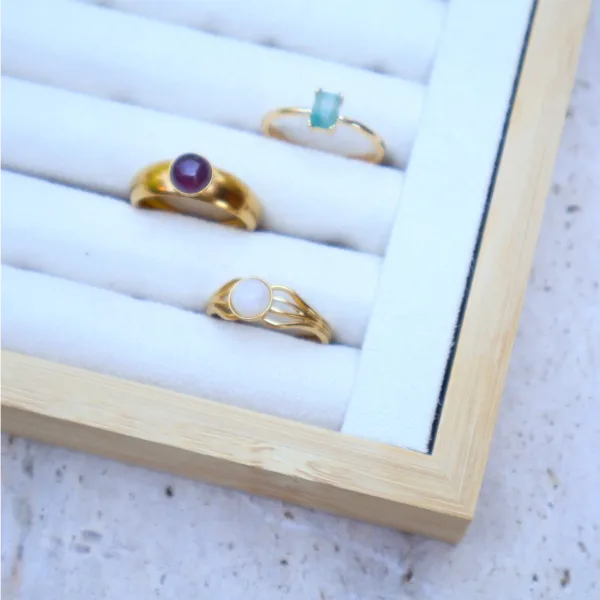 Ametist Taşlı Ay Çelik Yüzük