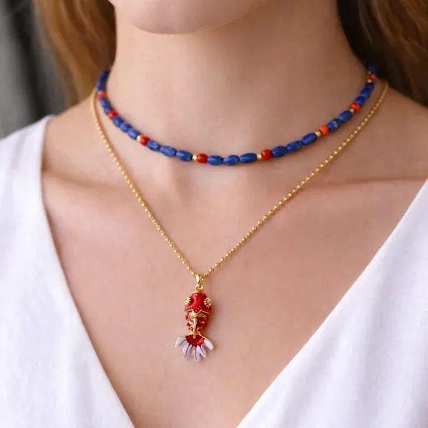 Liora Coral Koi Fish Çelik Kolye