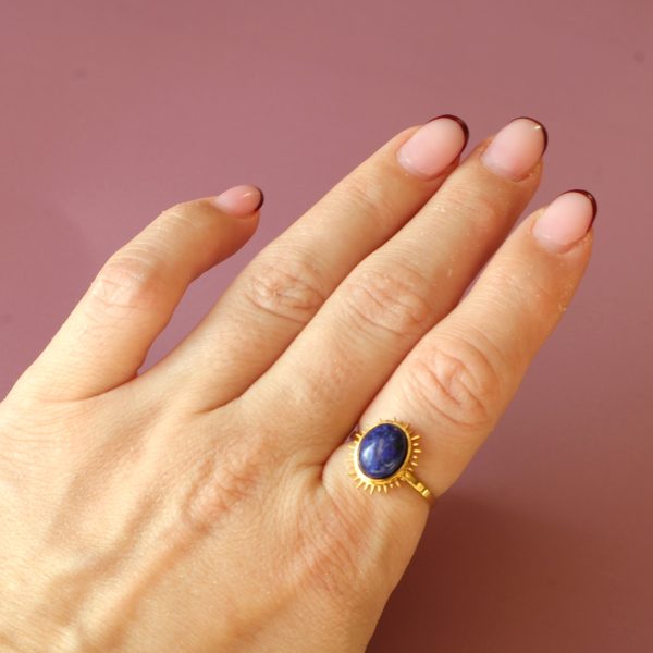 Lapis Lazuli Taşlı Çelik Yüzük1