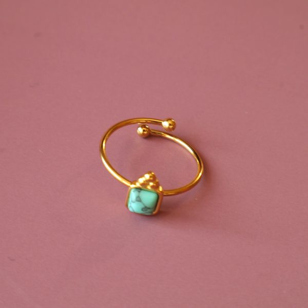 Turkuaz Taşlı Çelik Yüzük1