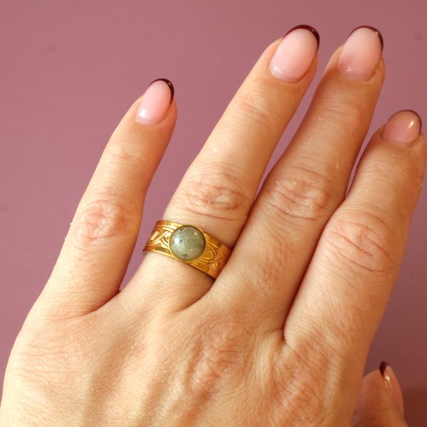 Labradonit Taşlı Çelik Yüzük2