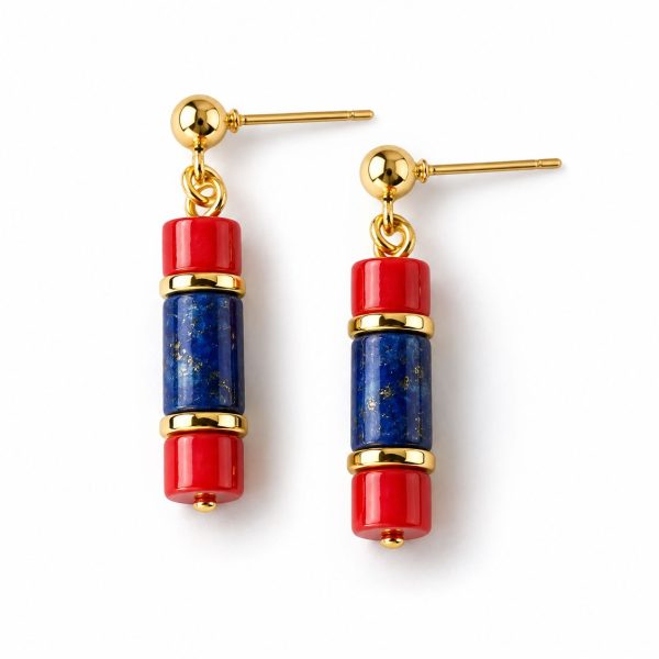 Rosso Blu Lapis Lazuli & Mercan Küpe